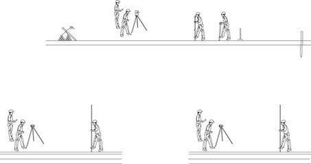 Vector sketch illustration design engineering drawing detailed work method for measuring road elevation