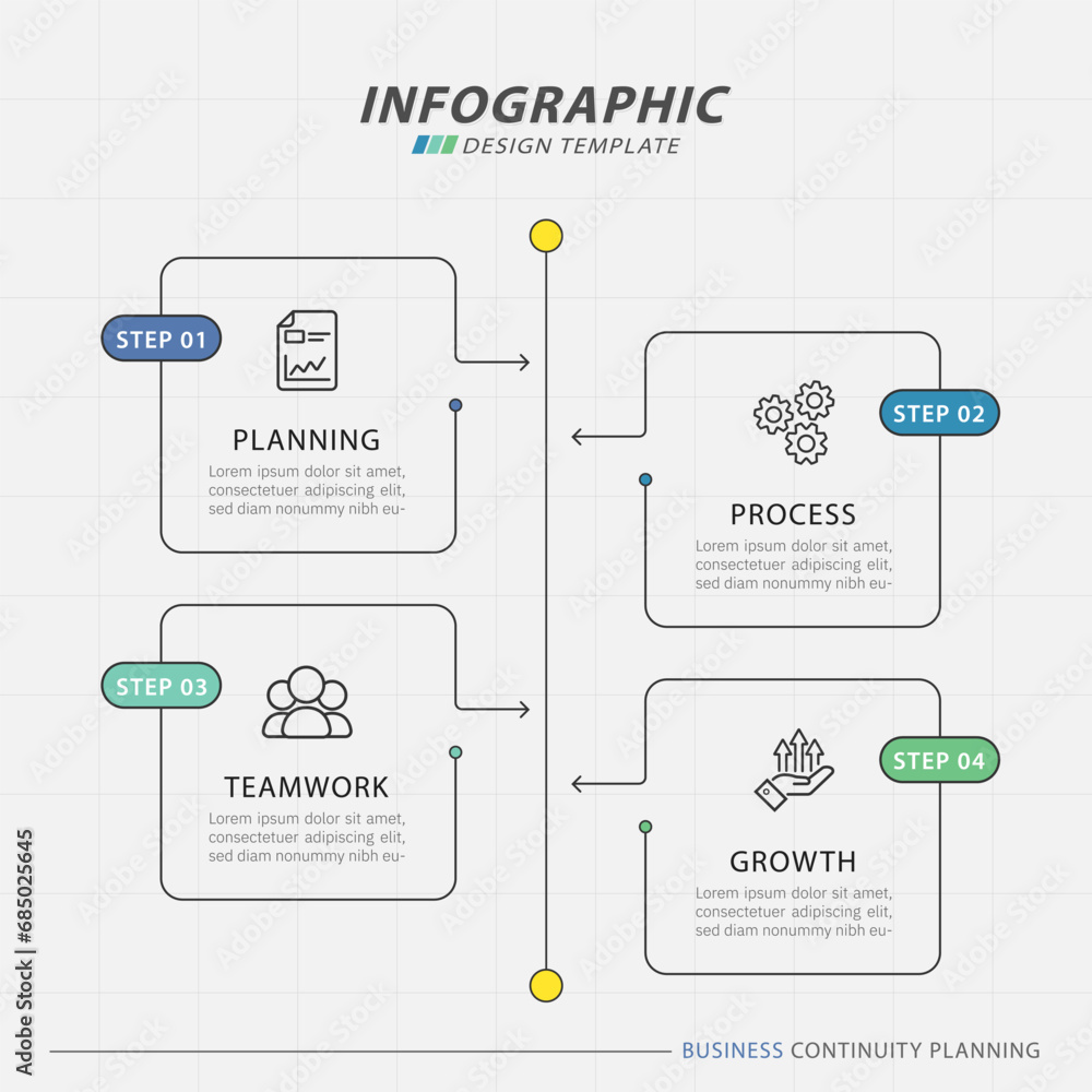 Fototapete timeline creator infographic template. 4 step timeline journey, calendar flat simple infographics de