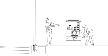 Vector sketch illustration design, technical drawing, detailed work method for building public street lighting