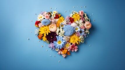 Heart-Shaped Assortment of Colorful Flowers