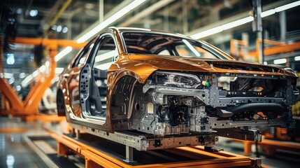 Automotive Production Line Assembling Car