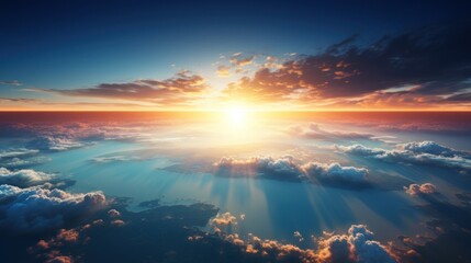Aerial View of Sunlight Shining Through Clouds Over Earth