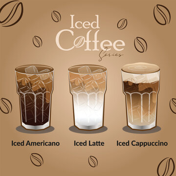 vector illustrations set of iced coffee