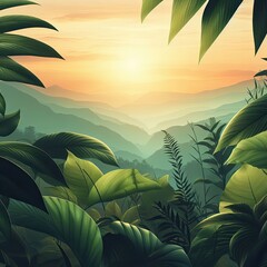 Group background of green leaves. Concept of nature. Green tropical leaves. Background and texture...