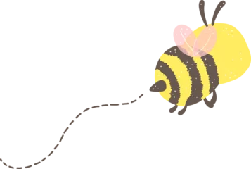 Foto op Plexiglas Cute buzzing bee flying cartoon  © Natsicha