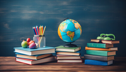 book, school, education, globe, books, stack, learn, library, earth, study, knowledge, literature,...