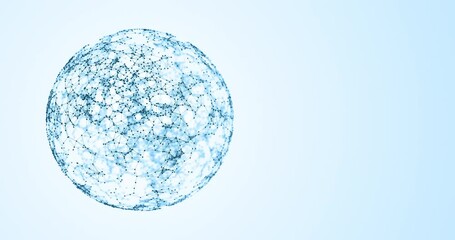 Blue dots and lines fly in the sphere plexus effect looped video animation