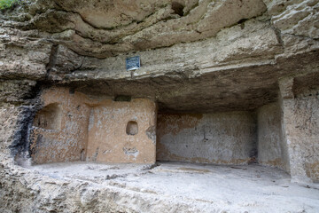 Fototapeta na wymiar Dormition of our Lady cave complex, medieval monastery, Tsipova, Moldova