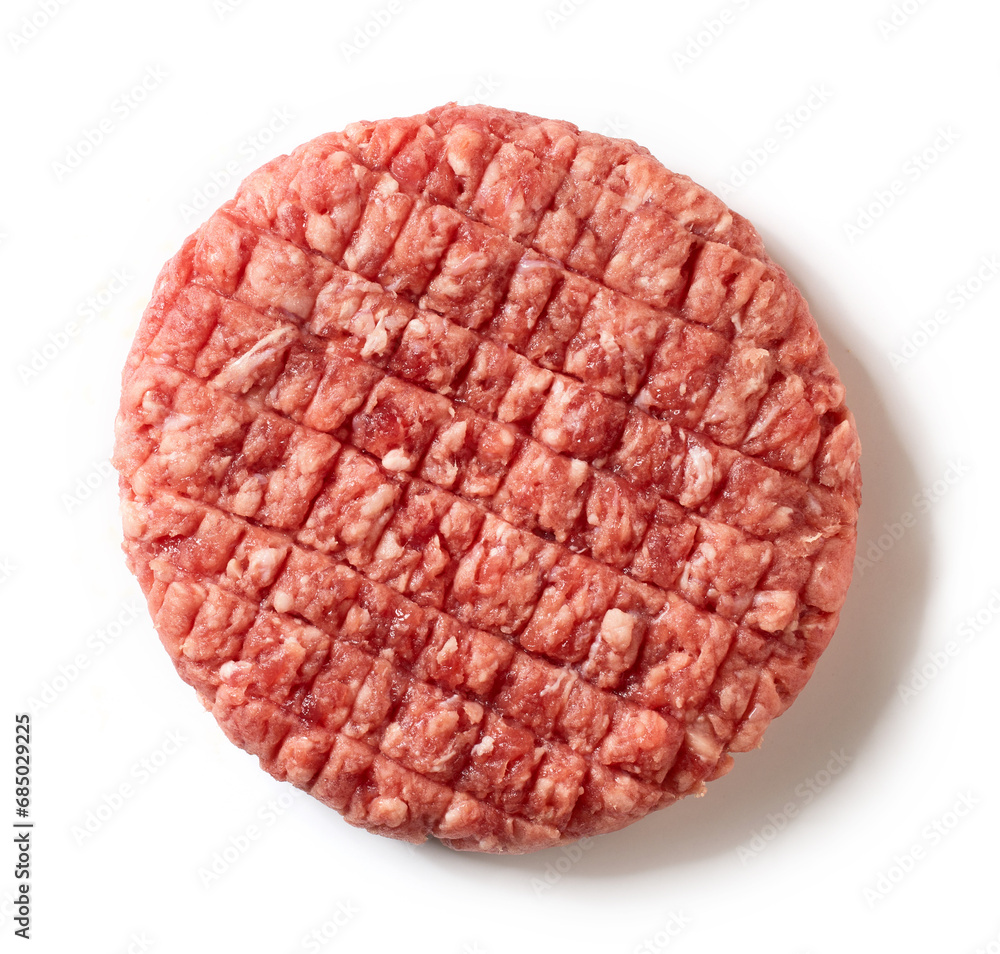 Sticker raw burger meat