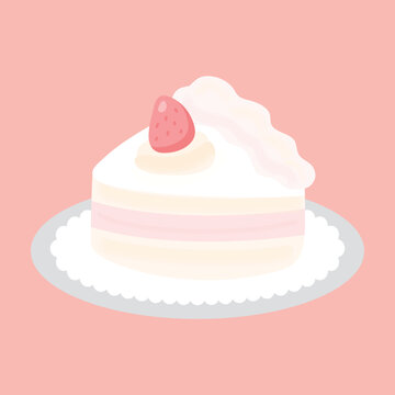 Cake vector illustration. Cake is a sweet and delicious dessert to celebrate Christmas or birthday. Strawberry Cream Cake is a very popular cake.
