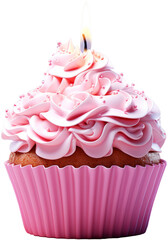 3D Birthday cake , Cute pink birthday cake on transparent background