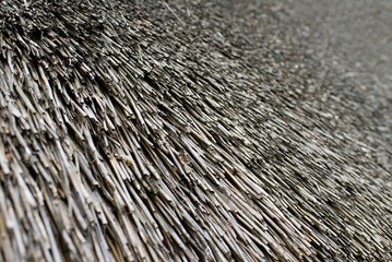 Close up straw wall texture background, old vintage thatched roof element.	