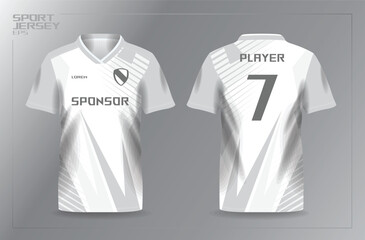 abstract white and grayscale sport jersey for football and soccer shirt template