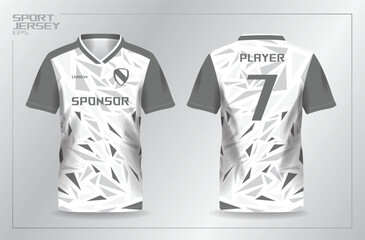 abstract white and grayscale sport jersey for football and soccer shirt template