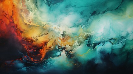 An encaustic painting featuring a mesmerizing blend of colors and textures, evoking a sense of...