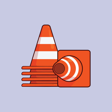 Flat Stack of Construction Barrier Vector Illustration orange barrier blockage