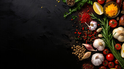 Ingredients for cooking. Food background with herbs