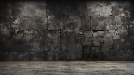 In an abstract design, the texture of the black grunge wall contrasts with the white horizontal...