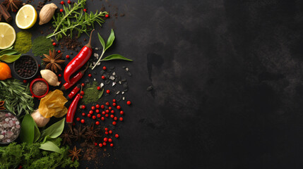 Ingredients for cooking. Food background with herbs