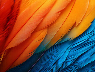 Obraz premium background texture of multi-colored rainbow feathers of a parrot close-up