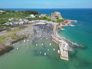 Gorey, Town, and Castle, Jersey Channel Islands drone,aerial