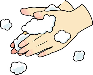 石鹸で手を洗う