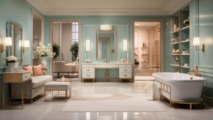 Luxury Fresh Bathroom Concept - Elegant Hygiene Portrait, Modern bathroom antique concept