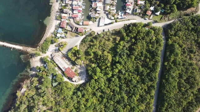 Aerial view of Chengene Skele - Fishing Village (Ribarsko Selishte) near city of Burgas, Bulgaria 