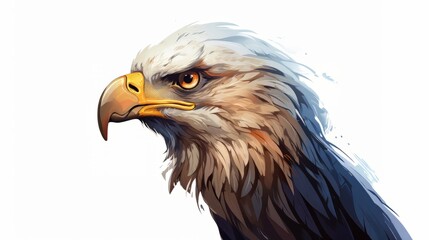 Obraz premium Majestic Eagle: A Captivating Close Up of an Eagle's Head With a Clean, White Background