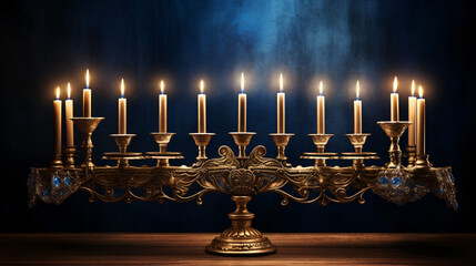 Jewish holiday hanukkah with menorah traditional candles