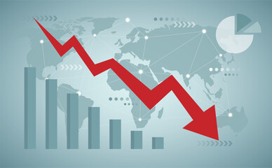 Vector illustration, economic recession, profit and loss, business and finance, crisis.