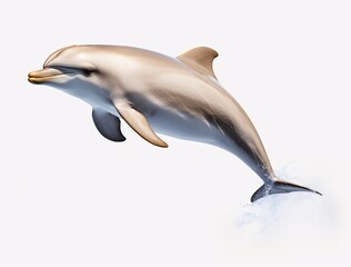 an of an of a dolphin, realistic hyper-detailed rendering, light white and light bronze, playful movement