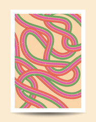 vintage style wavy line aesthetic room decoration poster