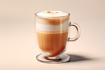 Cappuccino in a glass mug. AI generative.