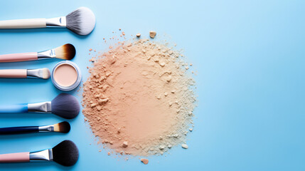Make up professional cosmetics on blue background