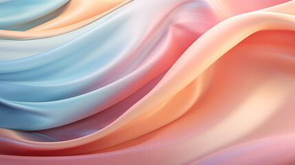 Coral pink, turquoise and cream silk fabric folds background