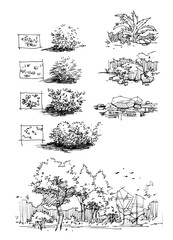 how to sketch trees pen drawing for card study illustration 