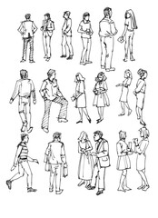 set of people pen drawing for study illustration decoration © Supharp