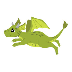 Fototapeta premium Cartoon baby flying dragon. Fantasy character vector illustration