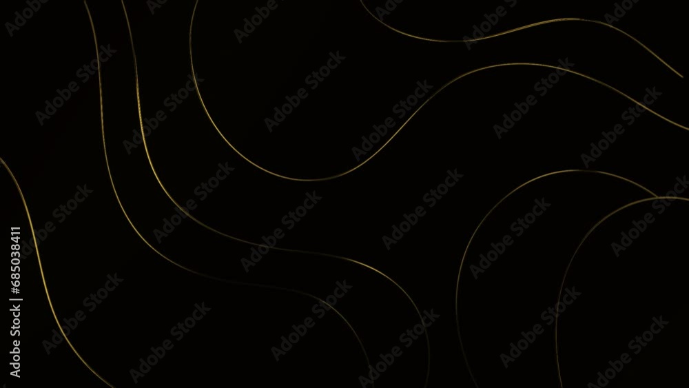Poster this is a 4k motion graphics loop animation featuring abstract golden lines on a black background.