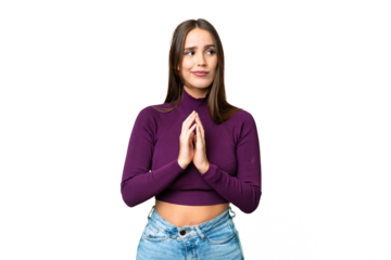 Young beautiful woman over isolated chroma key background scheming something