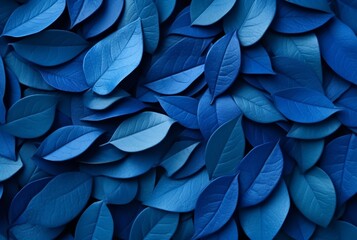 abstract background of neatly arranged blue leaves. generative ai