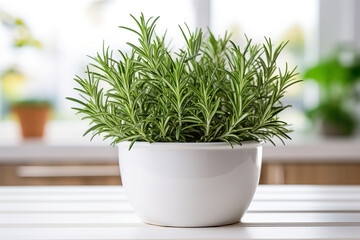Rosemary in a white pot