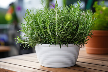 Rosemary in a white pot