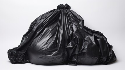 Black garbage bag on white background,Garbage and disposal, environment concept,
