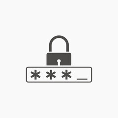 lock, asterisks footnote icon vector. Password, parol symbol sign