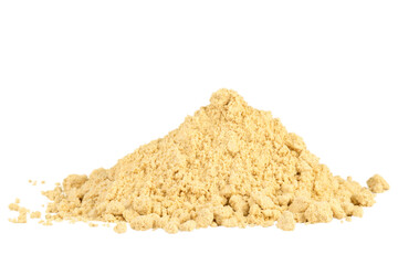 Pile of mustard powder isolated on transparent background.