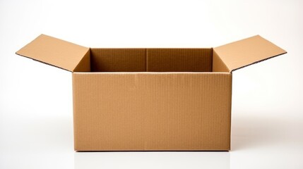 Empty cardboard box on white background,