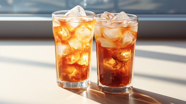 glass of cola with ice