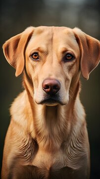 Close-up portrait of a Labrador Retriever dog with space for text, background image, AI generated